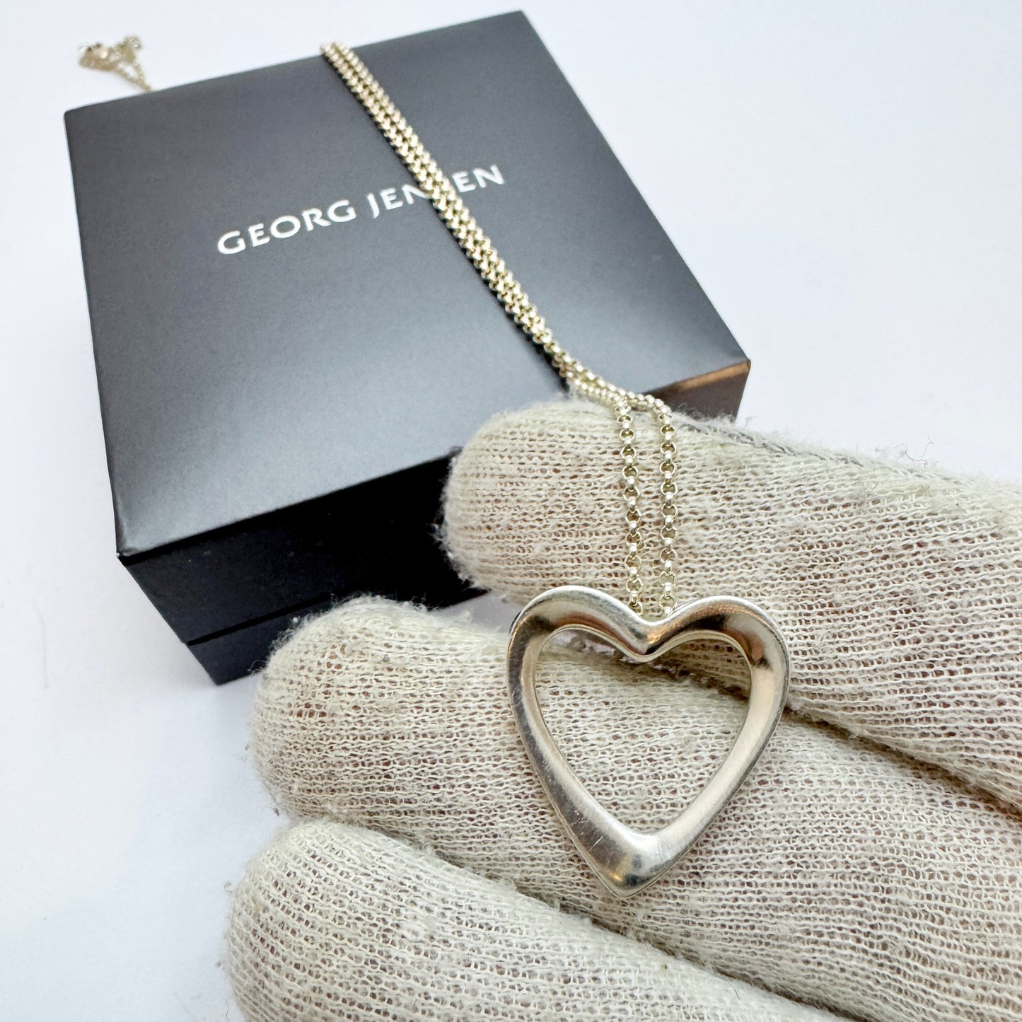 Georg Jensen, Denmark. Sterling Silver Necklace. Artist Heart Pendant Of The Year 2014