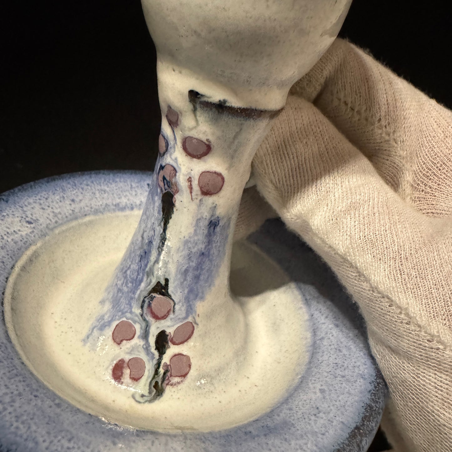 Barholt, Denmark. Vintage Glased Stoneware Chamber Candlestick