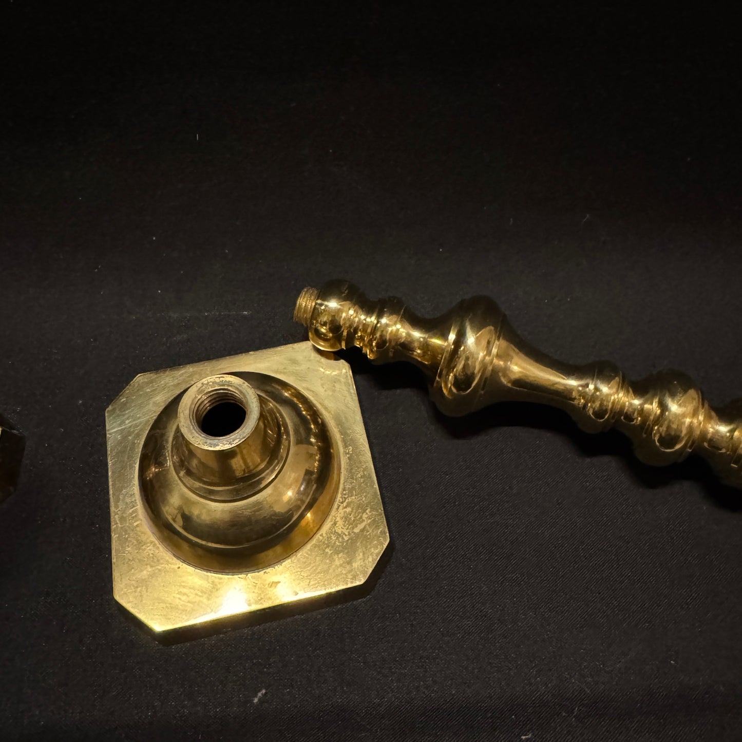 Large Vintage or Antique Pair of Brass Sectional Candlesticks.