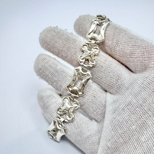 Carl JN Hallberg, Sweden 1857. Antique Victorian Silver Bracelet.