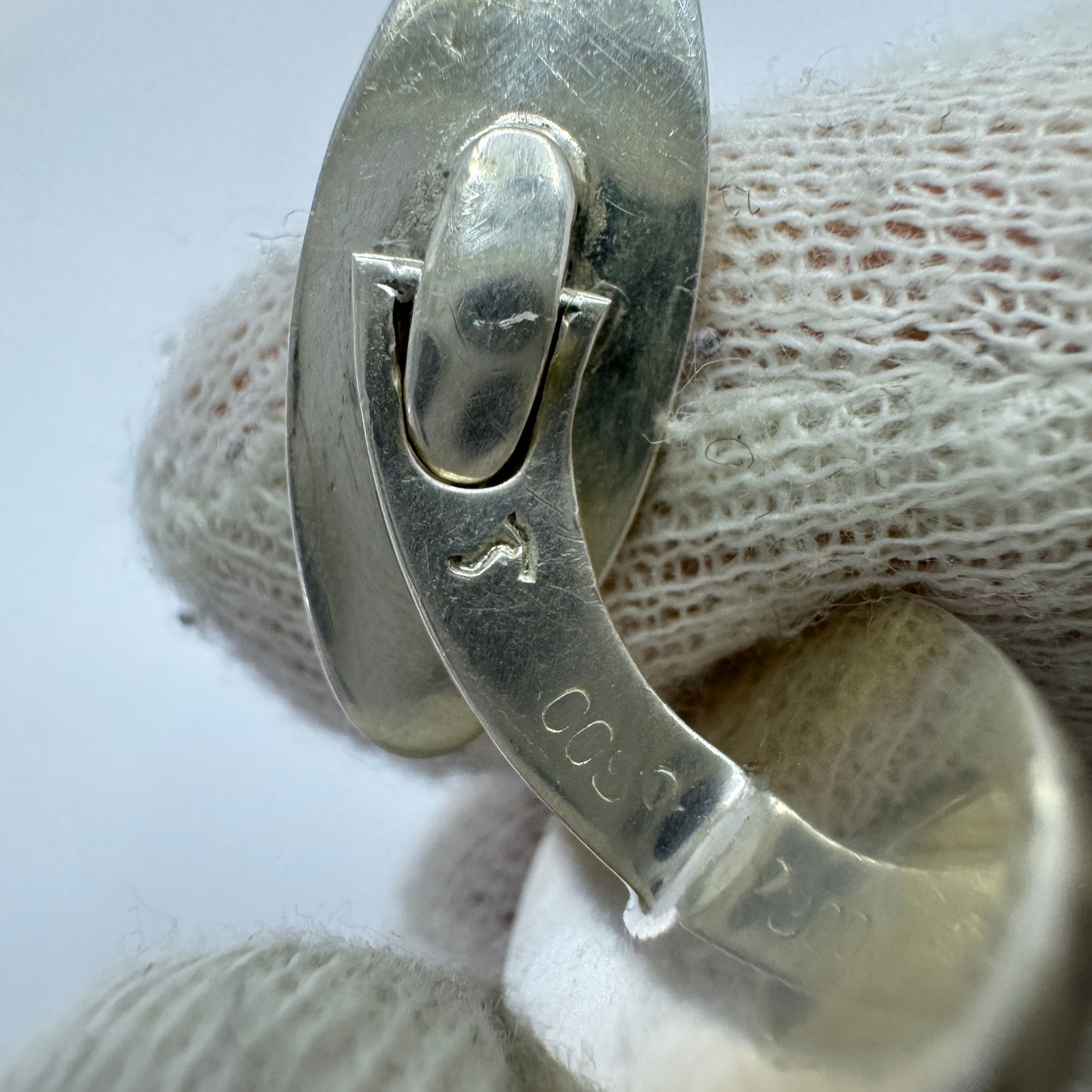 Vintage c 1950s. Solid Silver Mother of Pearl Cufflinks.