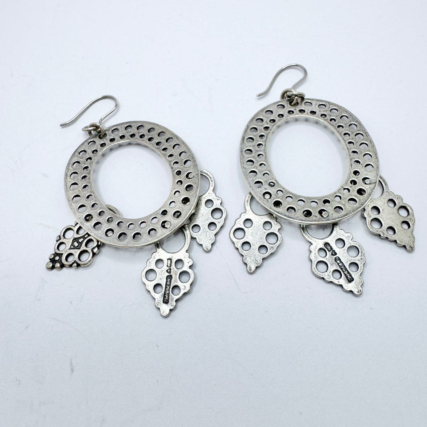 Kalevala Koru, Finland 1993. Large Vintage Sterling Silver Earrings.