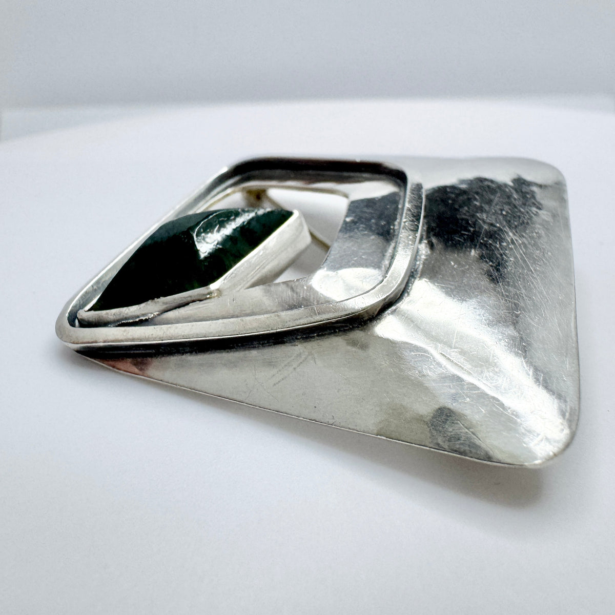 Mauno Honkanen for Koruteollisuus/Tillander, Finland 1962. Large Vintage Moss Agate Brooch.