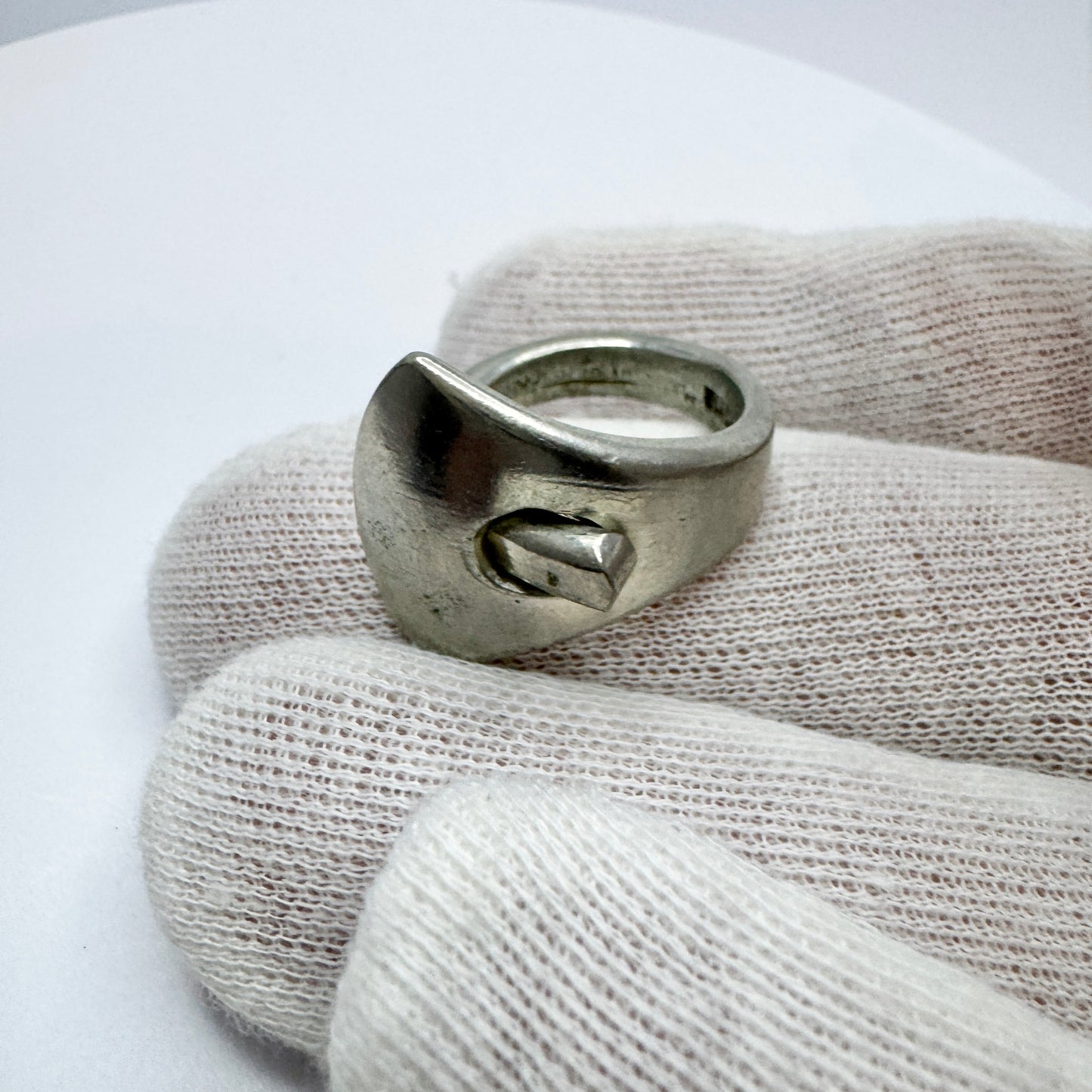 Denmark 1970s. Vintage Pewter Ring. Makers Mark.