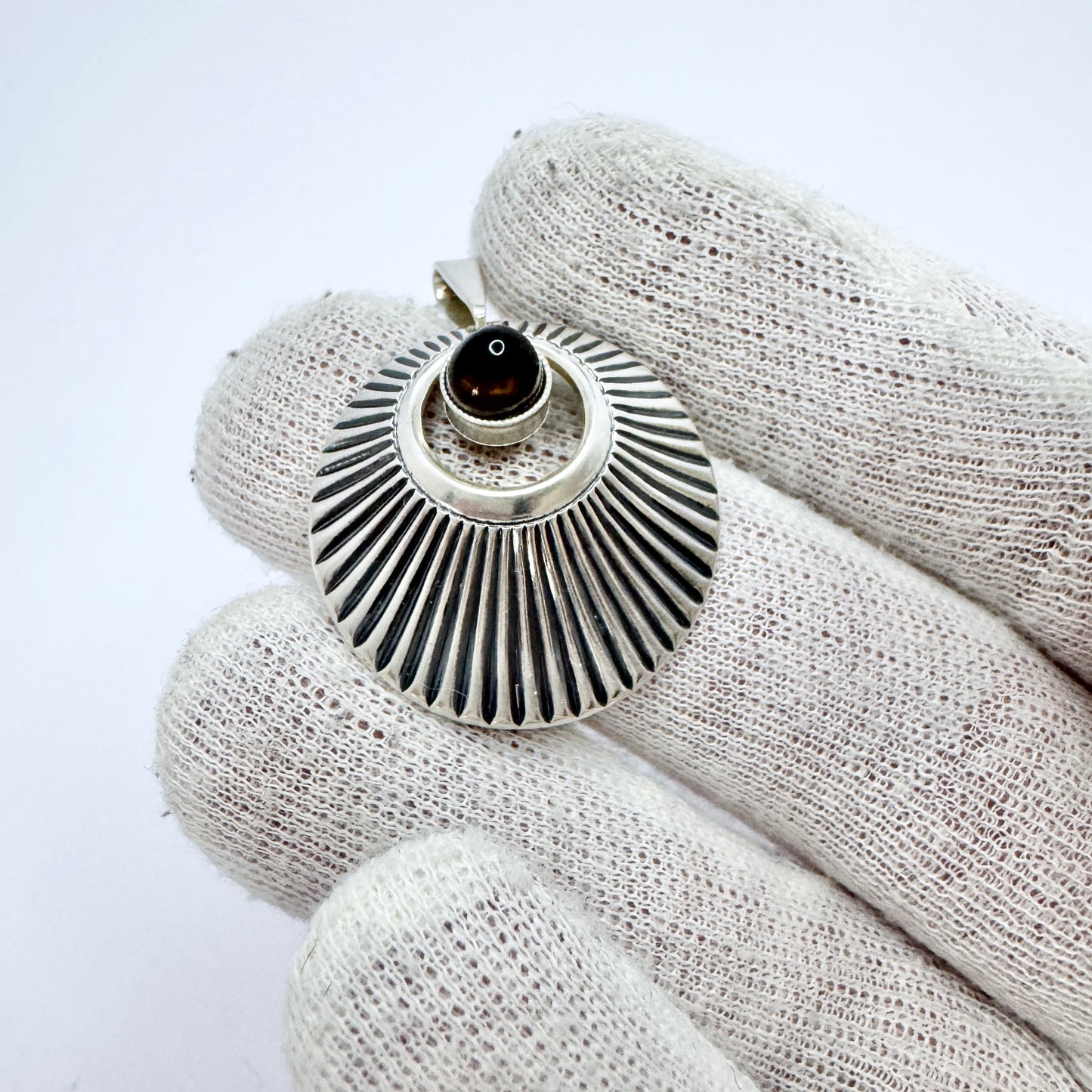 Erik Granit, Finland 1964. Vintage Solid Silver Quartz Pendant.