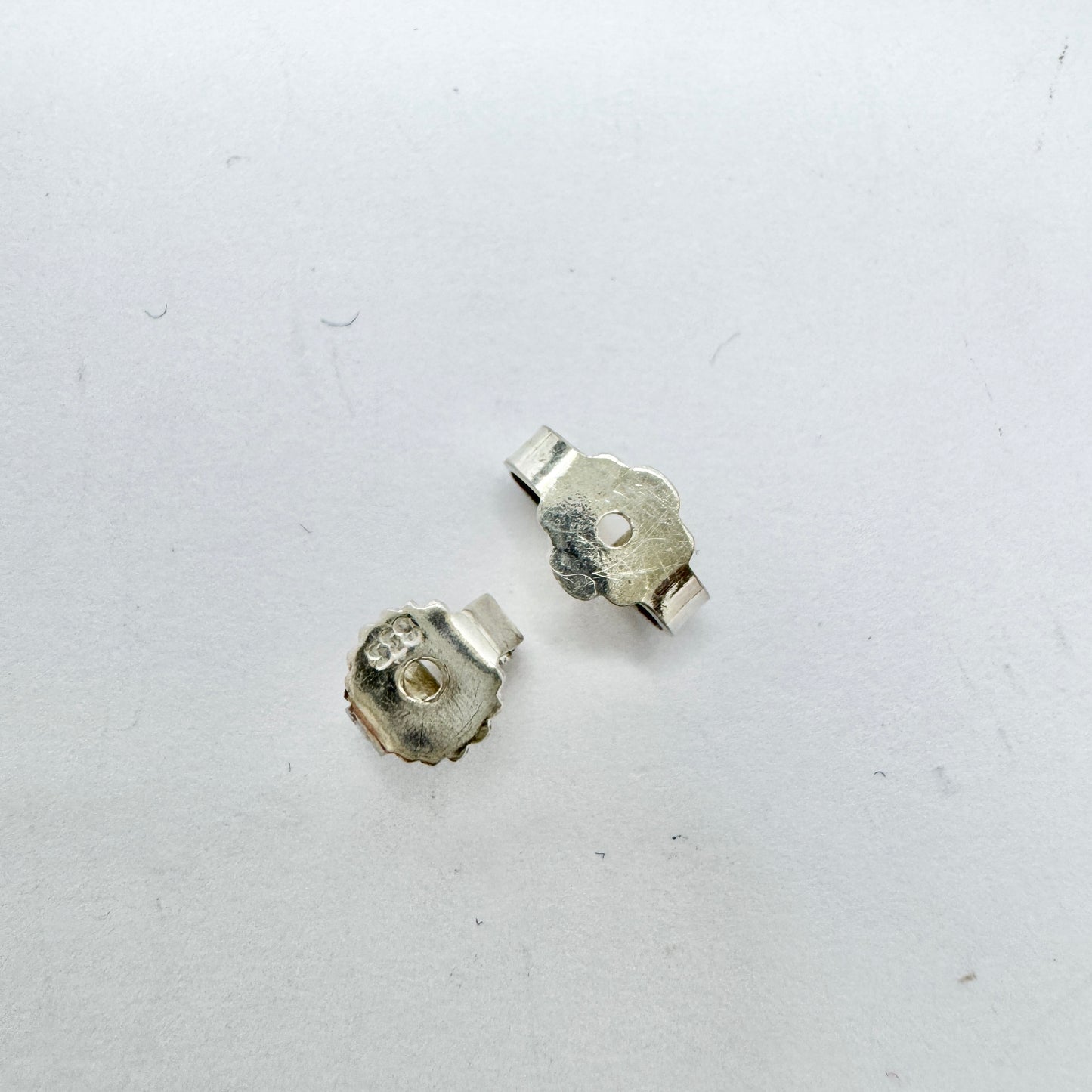 Vintage c 1960s Solid Silver Rose Quartz Drop Earrings.