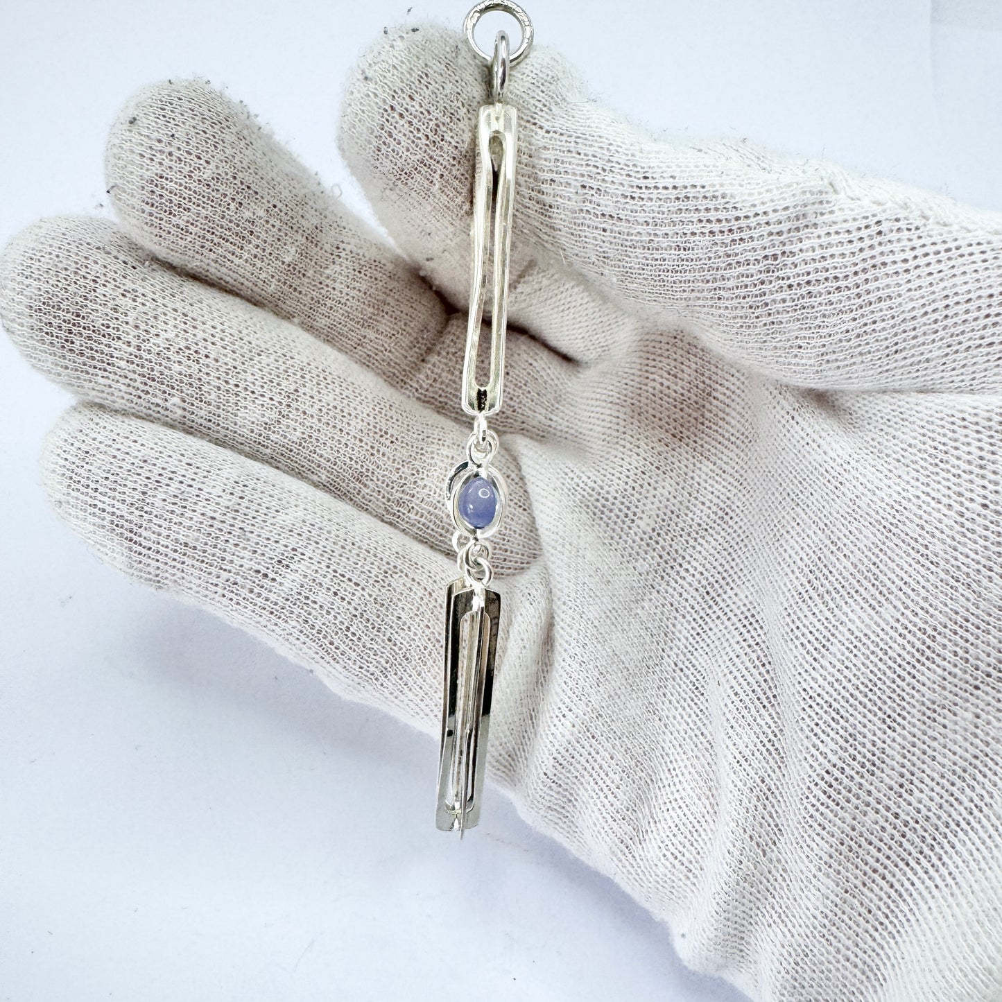 Elis Kauppi, Kupittaan Kulta Finland year 1970. Vintage Sterling Silver Chalcedony Pendant.