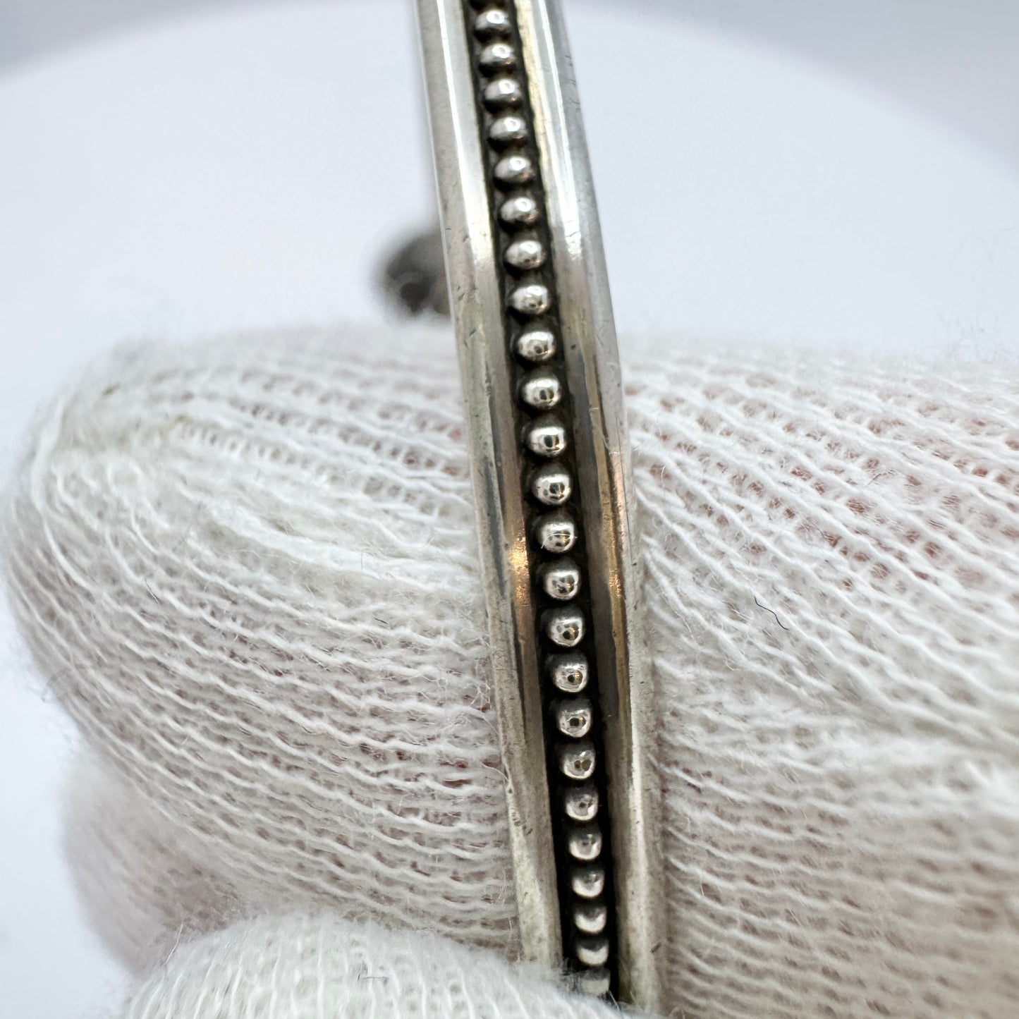 Vintage Solid Silver Bell Charm Bangle Bracelet.