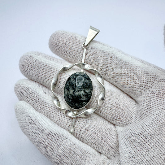 O. Nordström, Sweden 1969. Vintage Sterling Silver Porphyry Pendant.