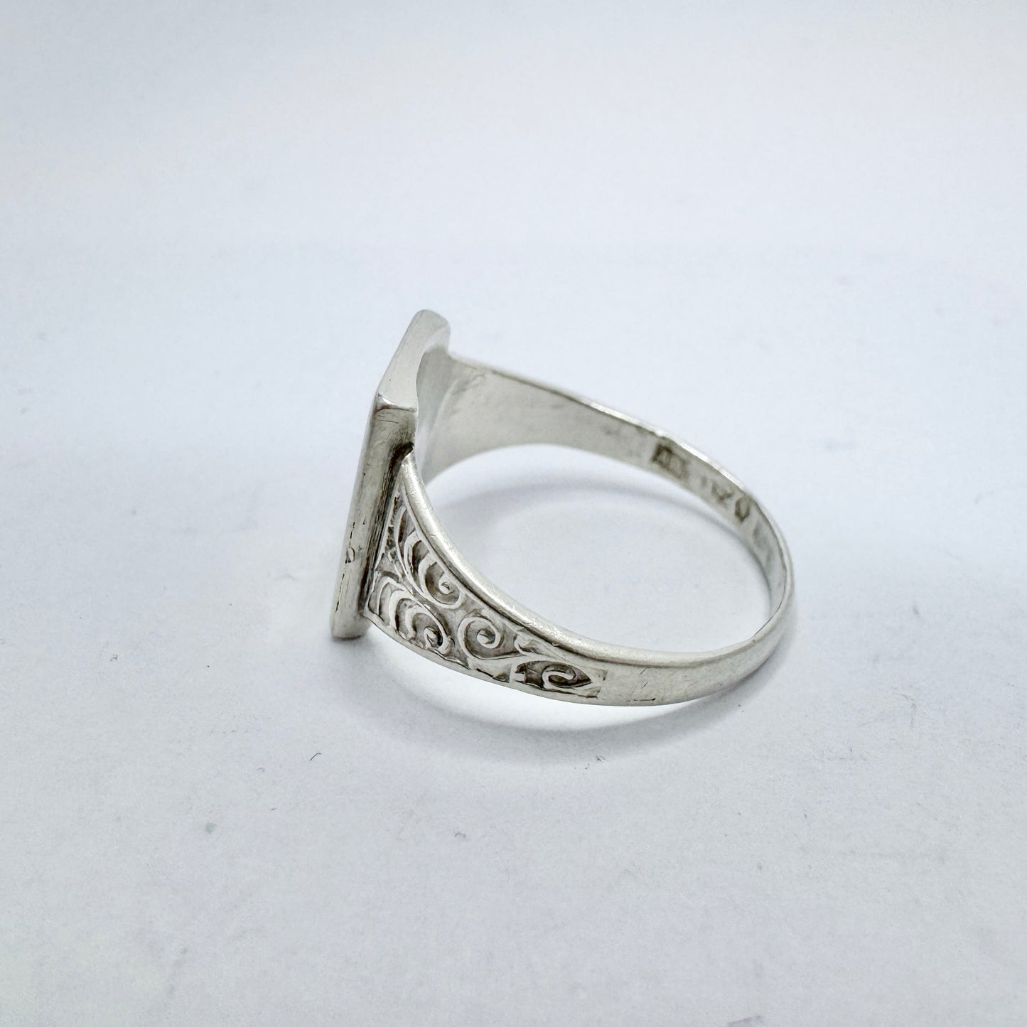 S Peterson, Sweden 1951. Vintage Silver Men's Signet Ring "SB"