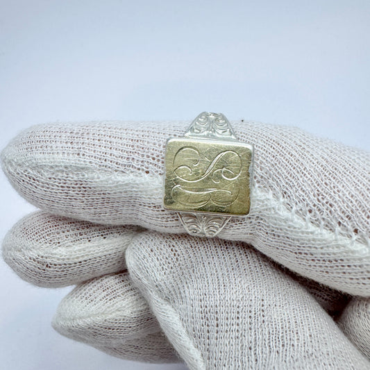 S Peterson, Sweden 1951. Vintage Silver Men's Signet Ring "SB"