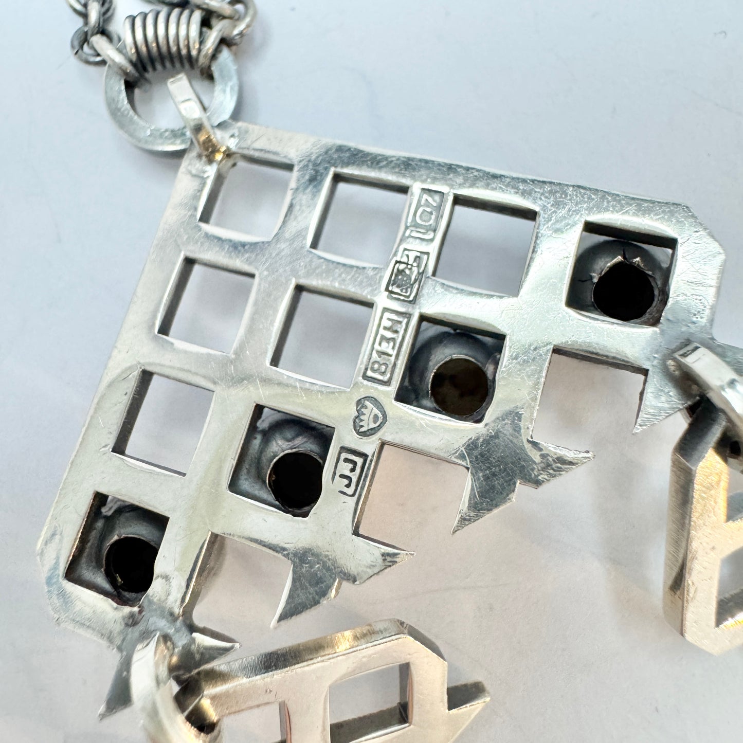 JJ, Finland 1967. Vintage Solid Silver Pendant Necklace.