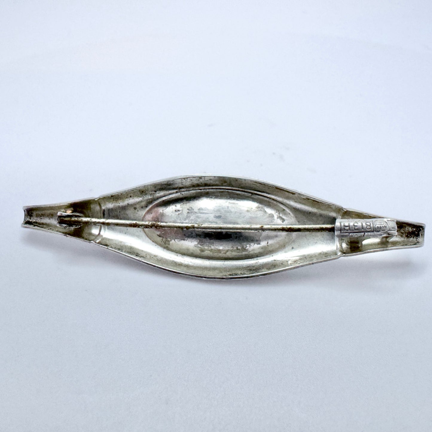 Elis Kauppi, Kupittaan Kulta Finland 1960. Vintage Solid Silver Quartz Brooch.