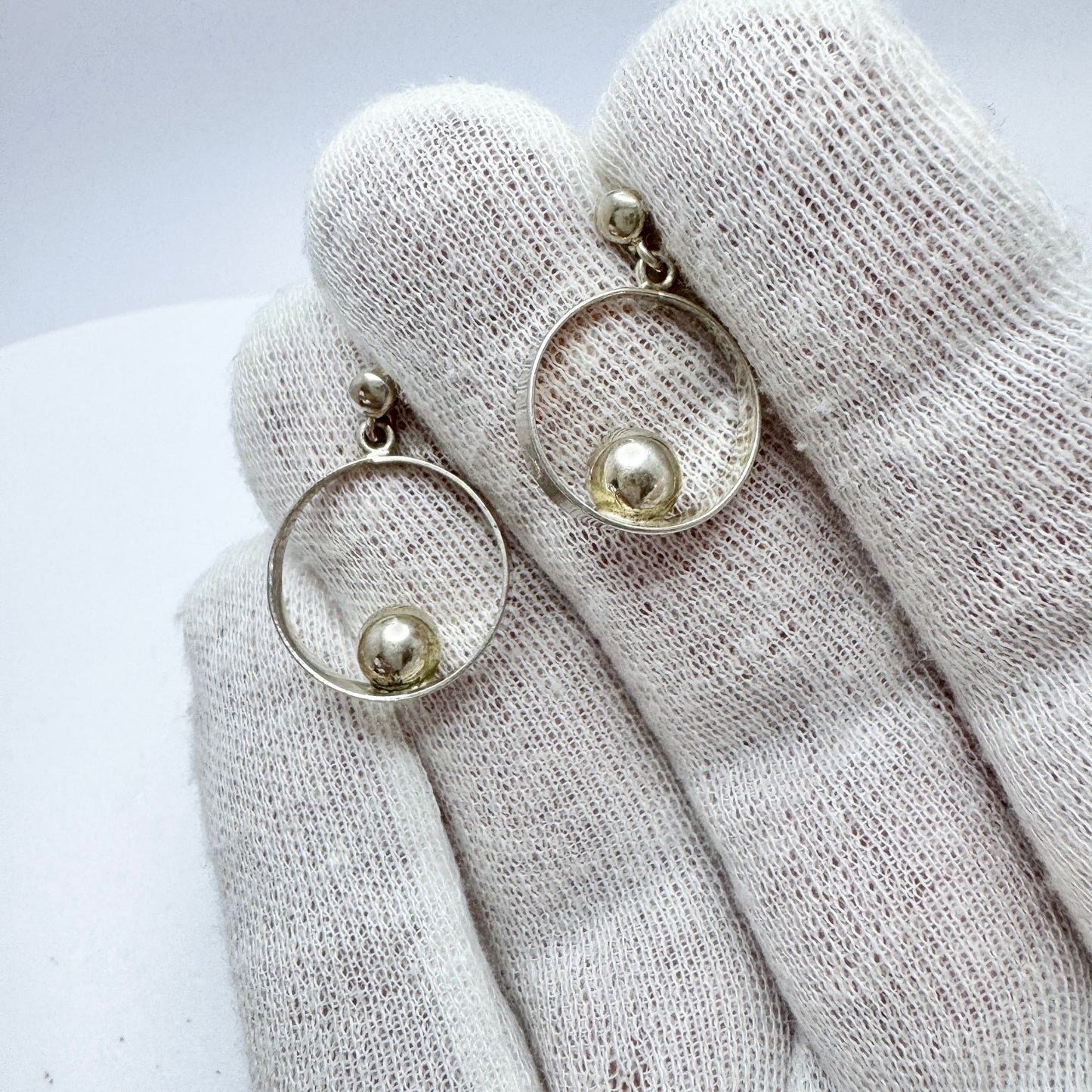 Victor Janson, Sweden. Vintage Sterling Silver Earrings.