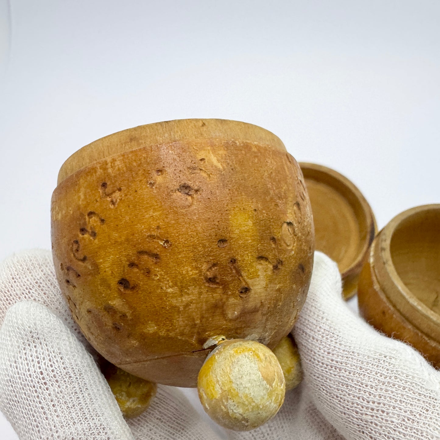 Sweden 1936. Two Vintage Folk Art Wood Trinket Boxes with Proverb.