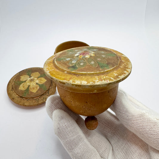 Sweden 1936. Two Vintage Folk Art Wood Trinket Boxes with Proverb.