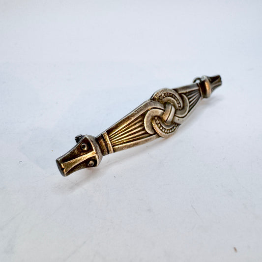 Clement Berg, Norway 1920s. Antique Dragestil Solid Silver Brooch.