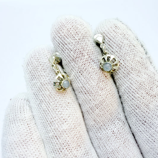 K&L-Kordes Lichtenfels, Germany c 1950s. Silver Chalcedony Earrings.
