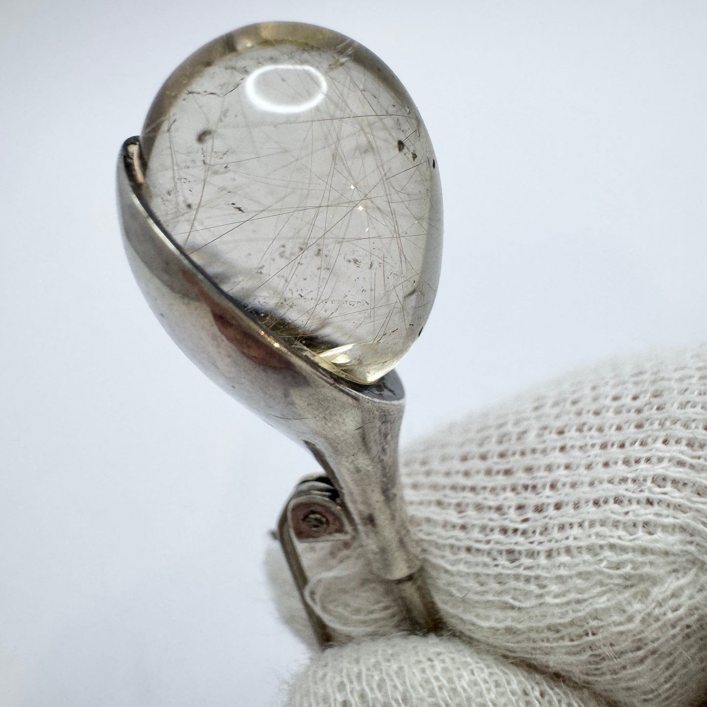 Kaunis Koru, Finland. Large Vintage Sterling Silver Rutilated Quartz Brooch.