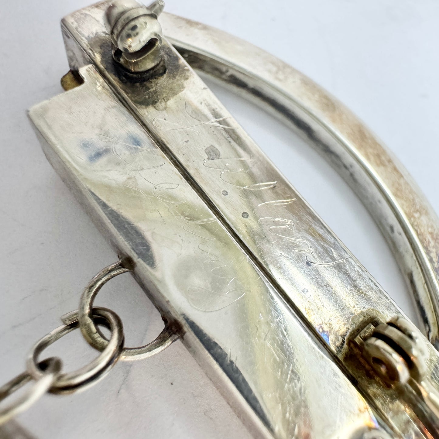 J Allan, USA. Vintage Sterling Silver Crystal Brooch.