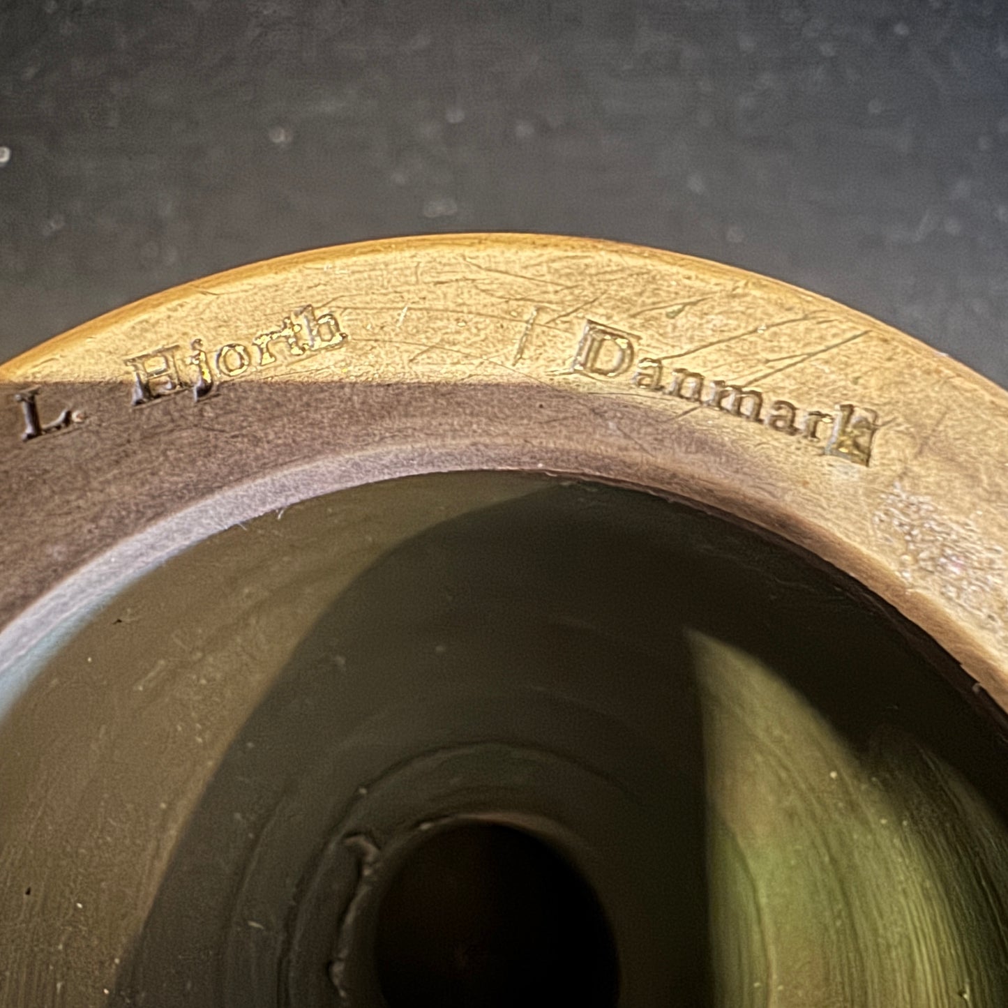 L Hjorth, Denmark pre 1927. Antique Terracotta Footed Bowl