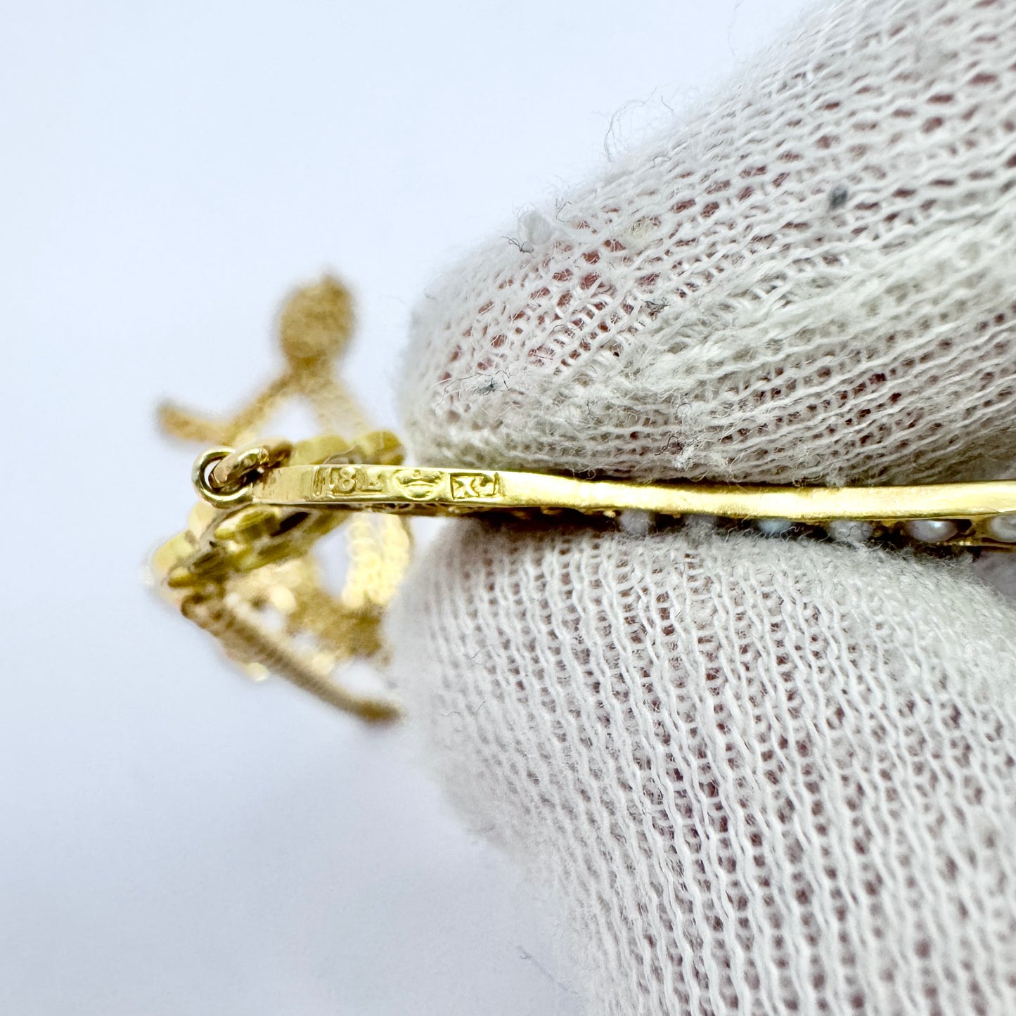 G Dahlgren 1924 Antique Jugendstil 18k Gold Diamond Pearl Enamel Necklace