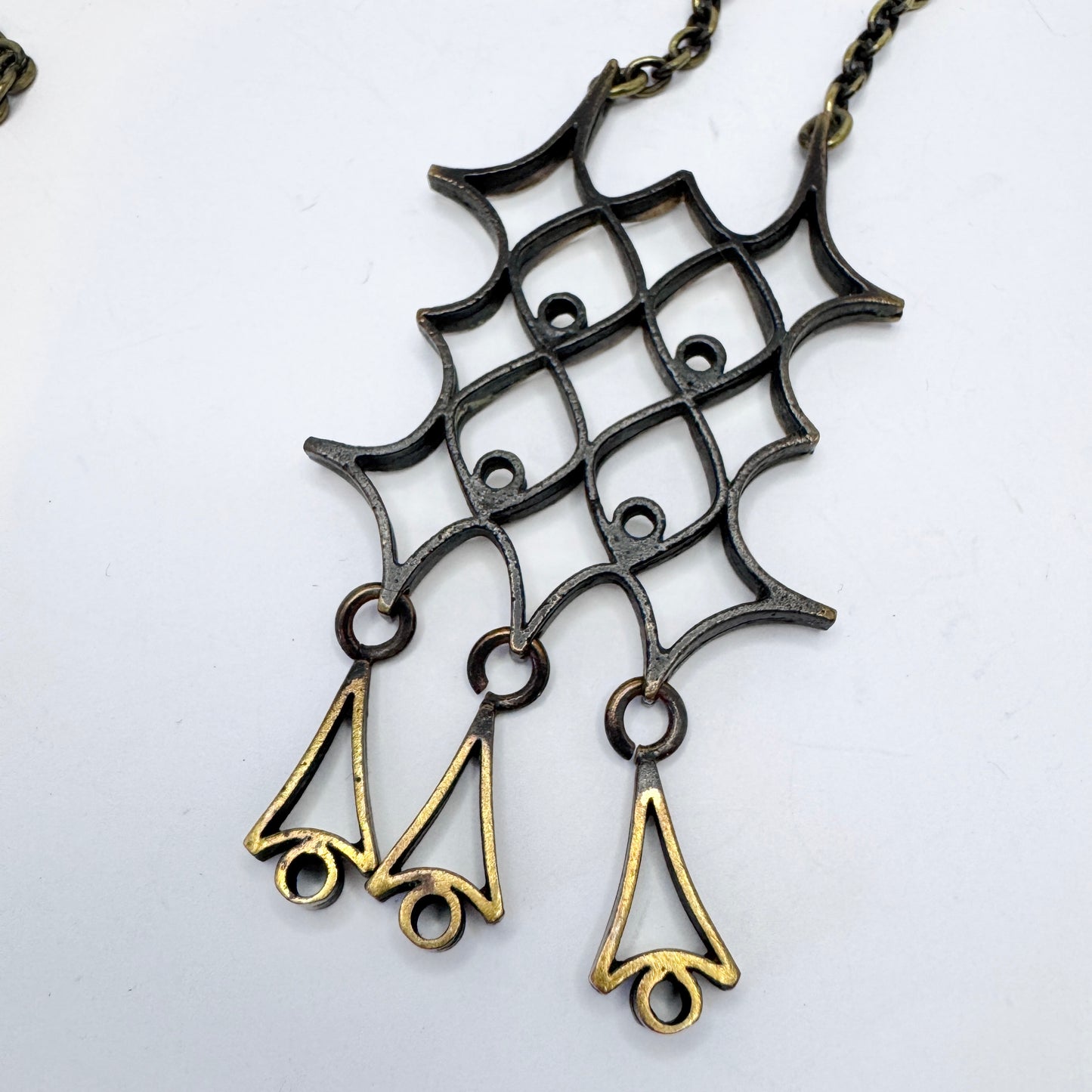 Pipa Niinimäki Finland 1960-70s, Large Bronze Pendant Necklace