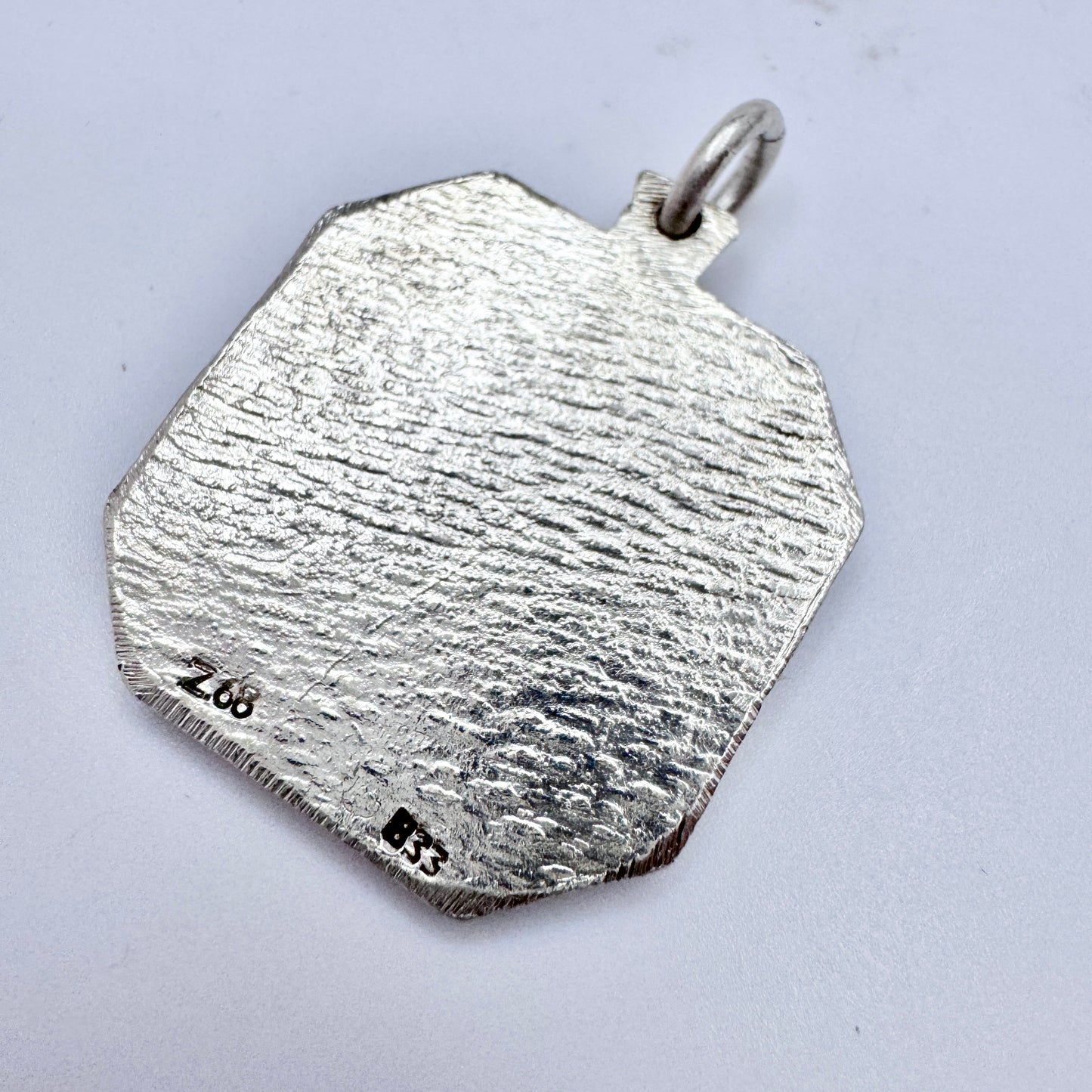 Portugal. Vintage Solid Silver Enamel Aries Zodiac Pendant.