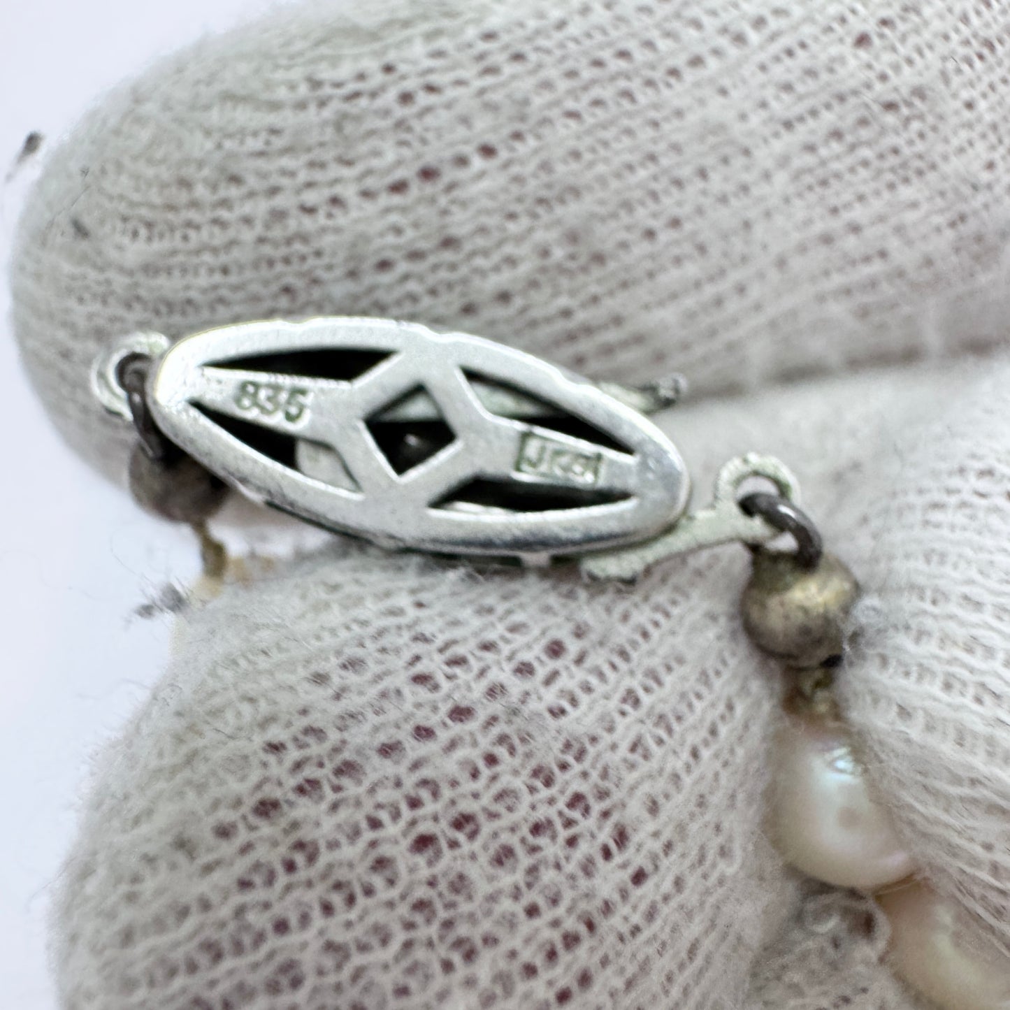 JKa Kohle, Germany. Vintage 28" Akoya Pearl Necklace. Silver Clasp