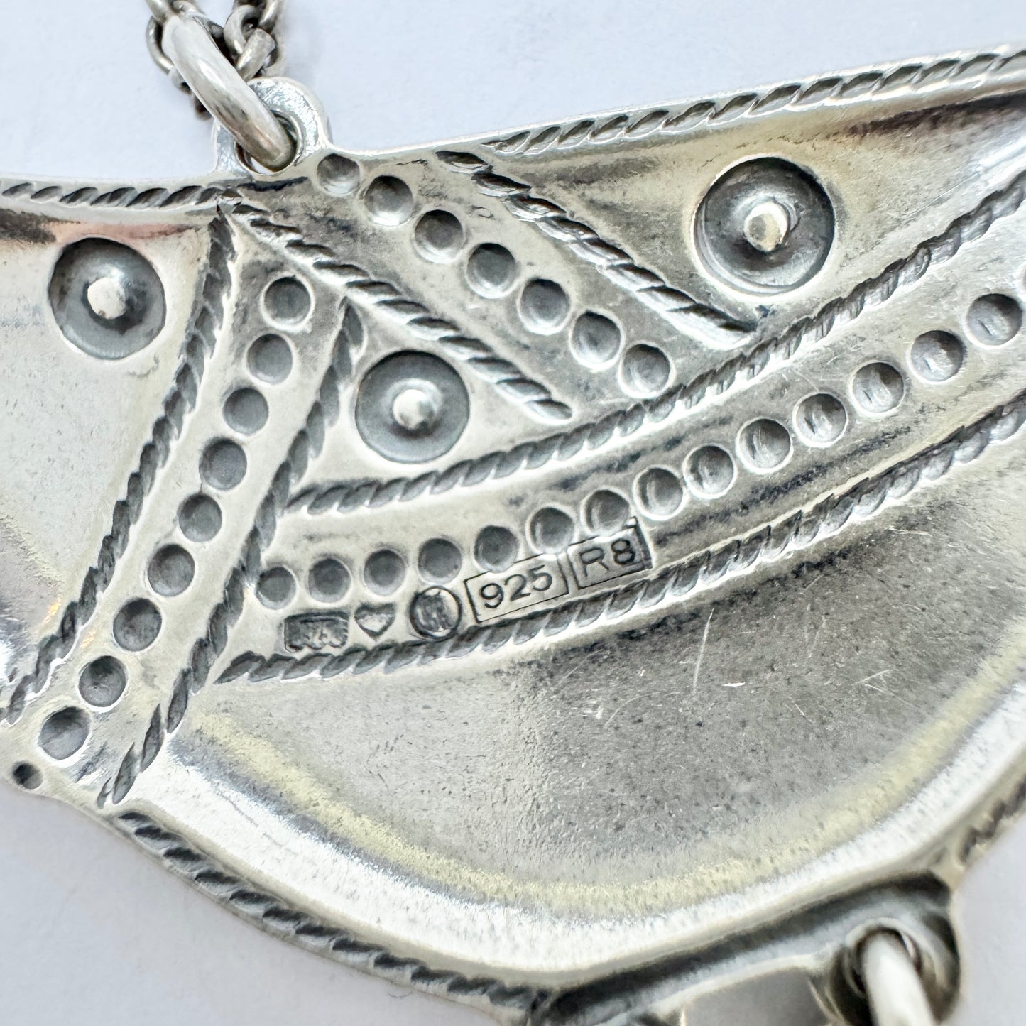 Kalevala Koru, Finland. Large Vintage Sterling Silver Bird Pendant Long Chain Necklace.