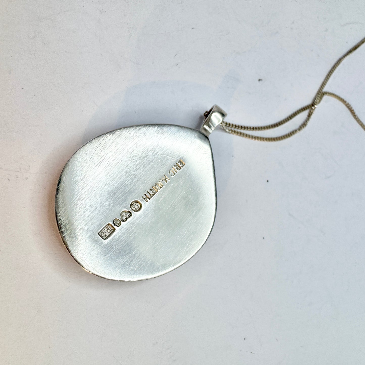 Eric Hjorth, Sweden 1967. Vintage Sterling Silver Malachite Pendant Necklace.