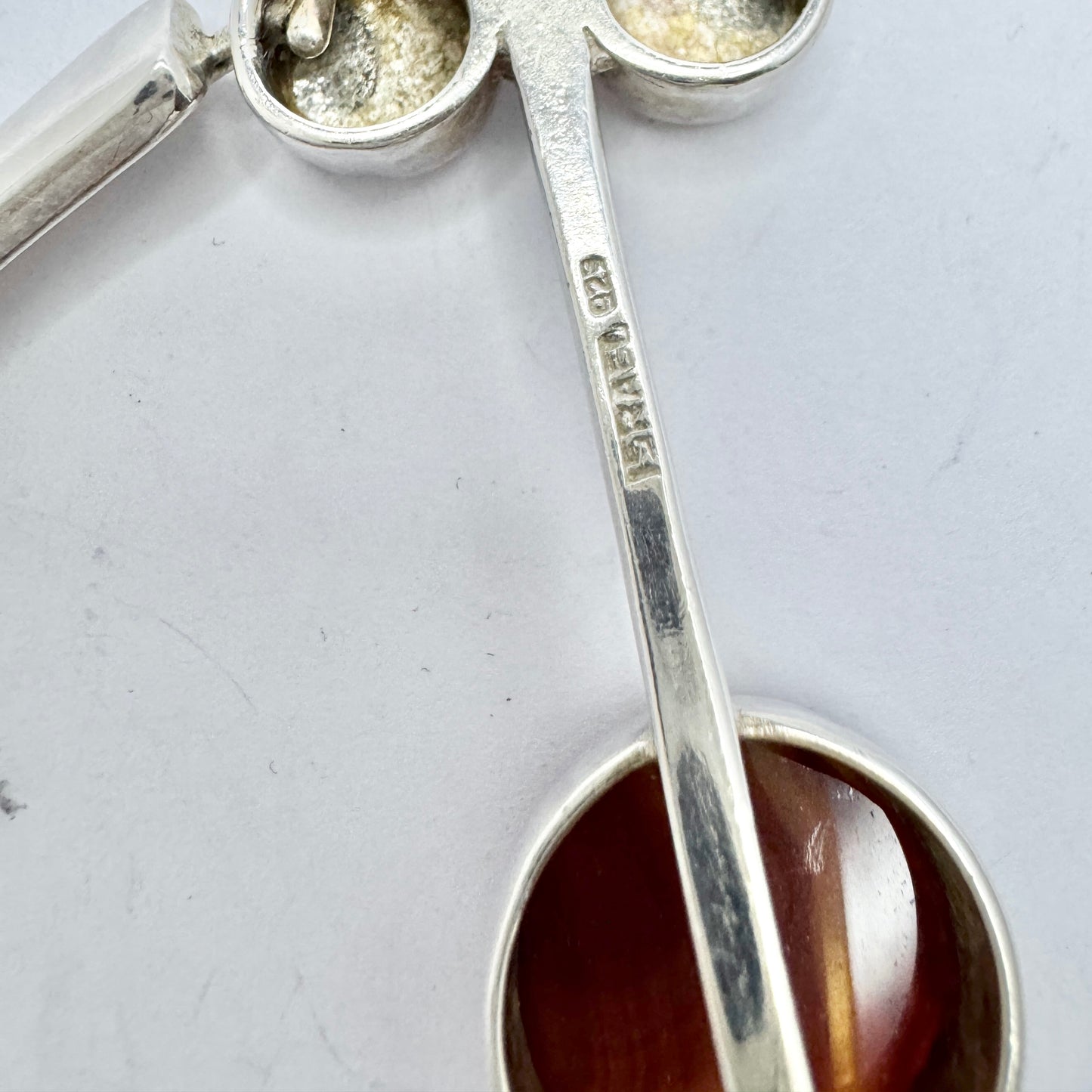 Israel. Vintage Modernist Sterling Silver Agate Necklace.