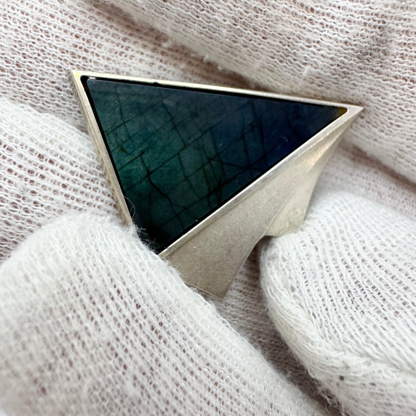 OPK, Finland. Vintage Sterling Silver Spectrolite Brooch.