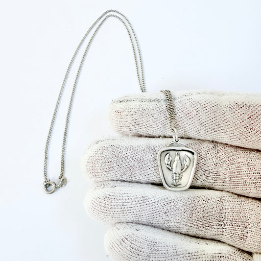Alton, Sweden 1958. Vintage Solid Silver Zodiac Cancer Pendant Necklace.