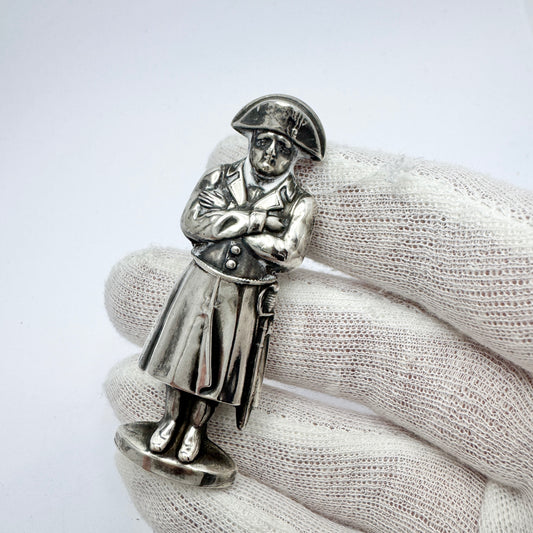France, late 1800s. Antique Solid Silver Napoleon Needle Case.