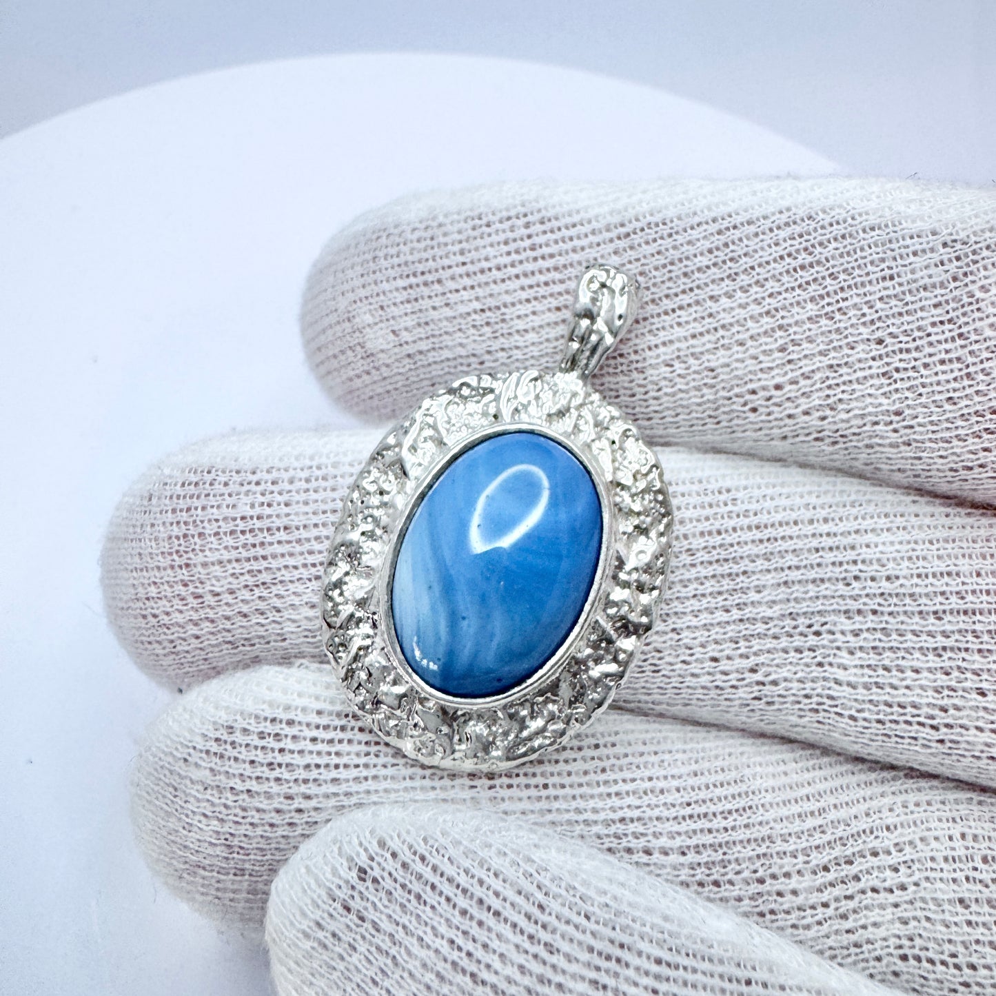 Nordström, Sweden year 1980. Vintage Sterling Silver Bergslagen-stone Pendant.