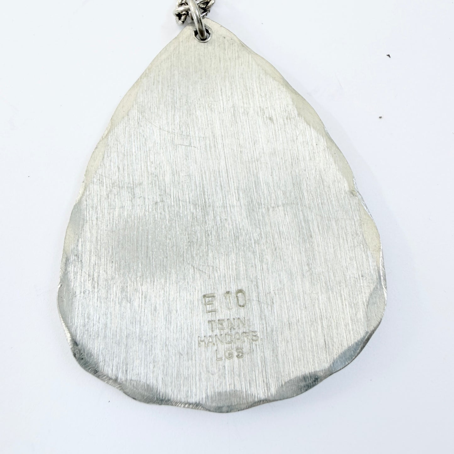 Sweden 1979. Vintage Pewter Sami / Laplander Shaman Drum Pendant Necklace.
