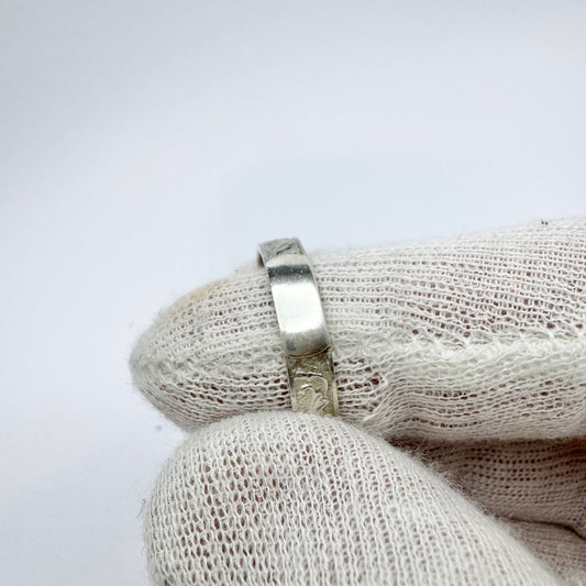 Ekström & Blohm, Sweden 1936. Vintage Solid Silver Band Monogram Ring with Unengraved Table