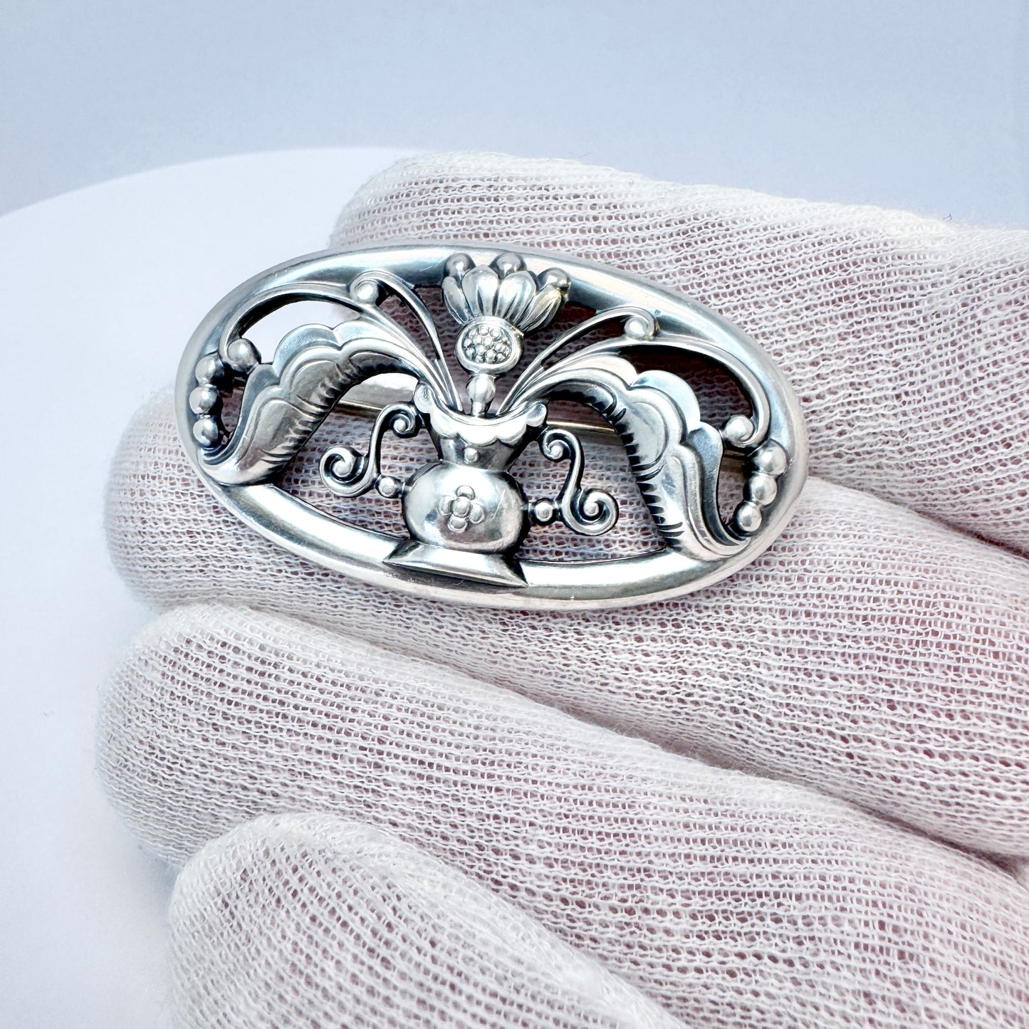 G Dahlgren, Sweden 1948. Vintage Solid Silver Brooch.