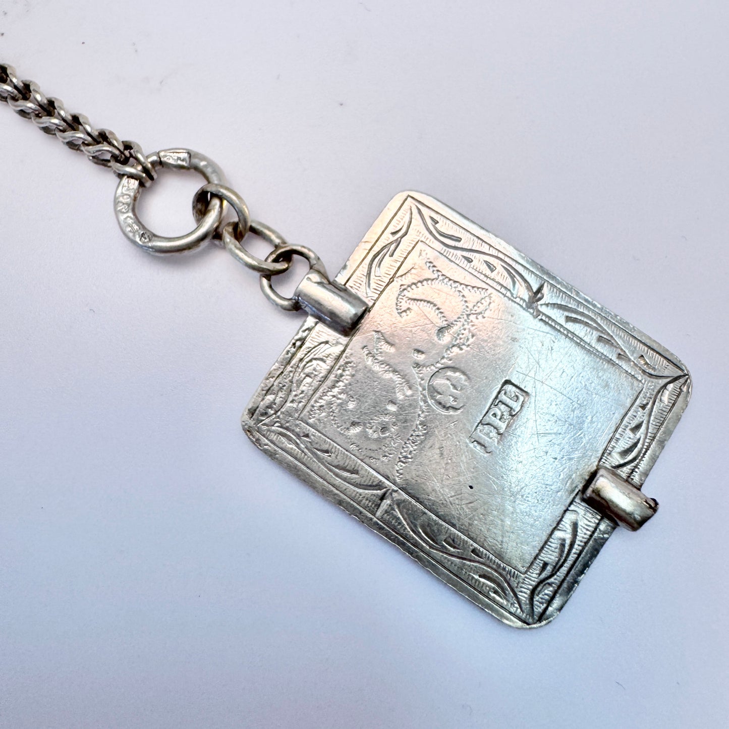 Sweden. Antique Solid Silver Watch Key and Chain.