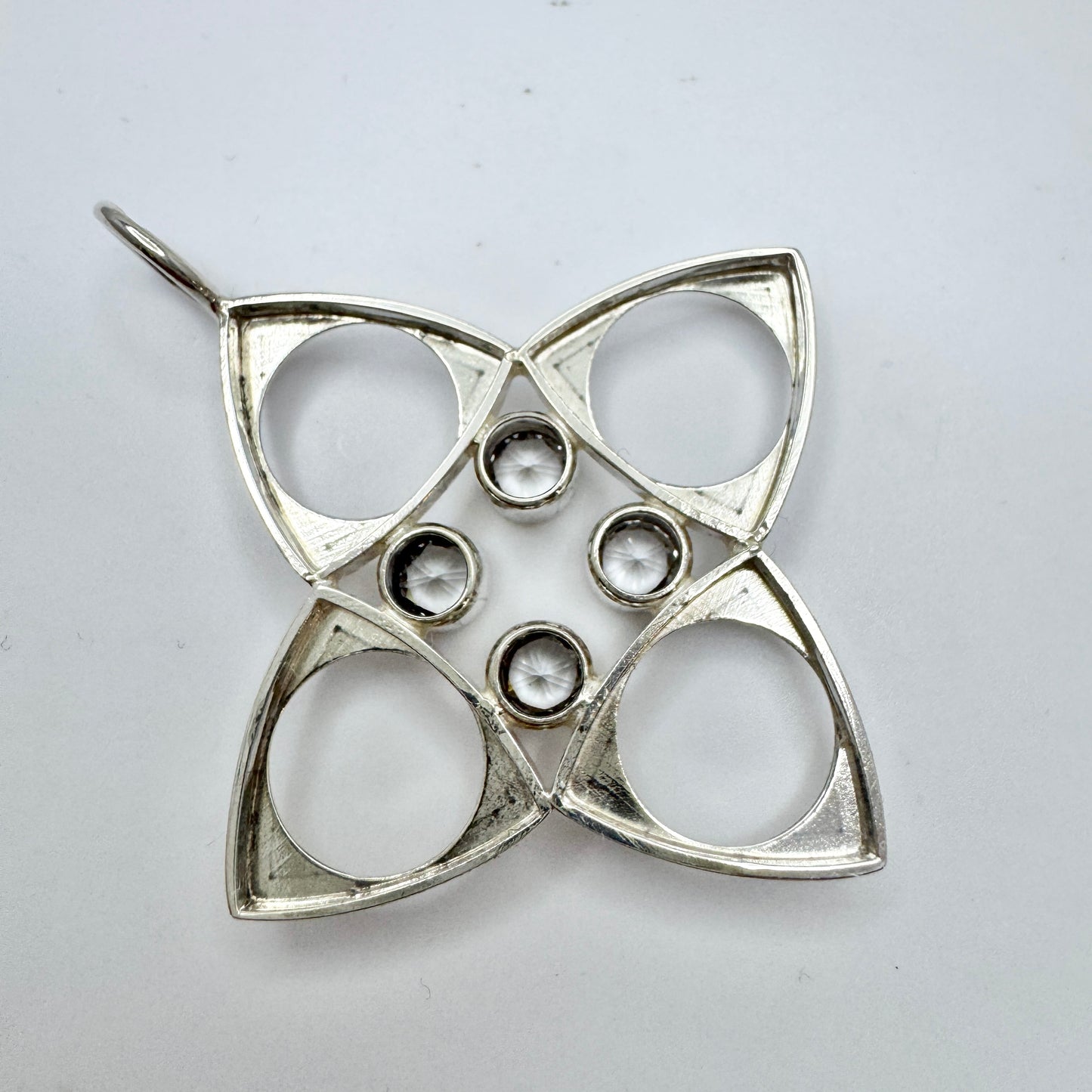 Salovaara, Finland 1970s. Vintage Sterling Silver Rock Crystal Pendant.