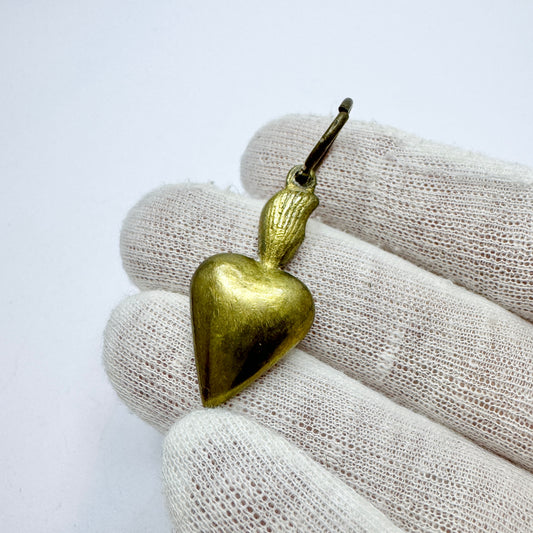 Antique Bronze Flaming Heart Pendant.
