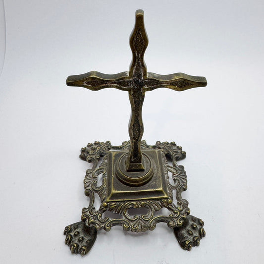 Antique Bronze Table Cross with Signature.