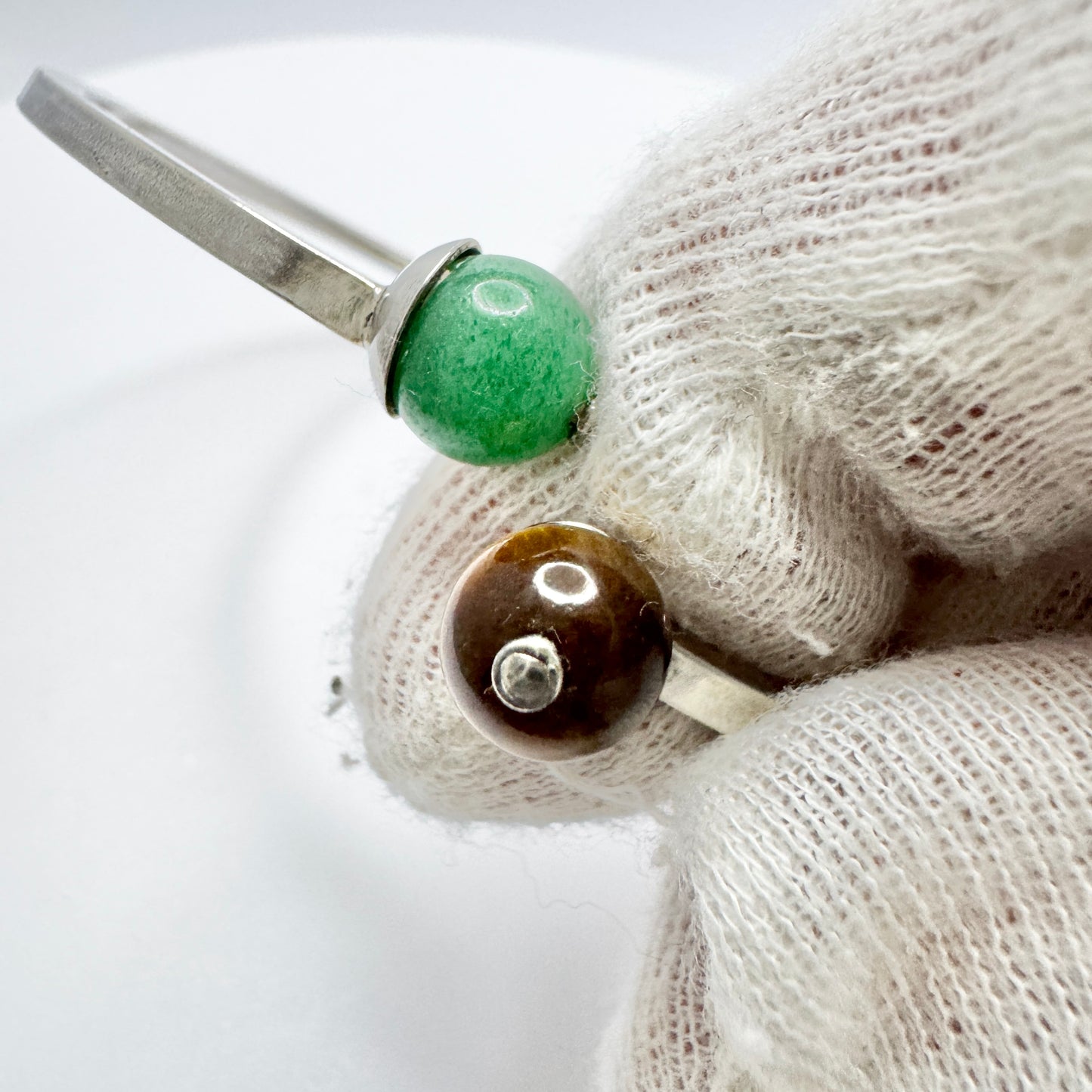 Hedbergs, Sweden 1963. Vintage Sterling Silver Aventurine Tiger's Eye Bracelet.