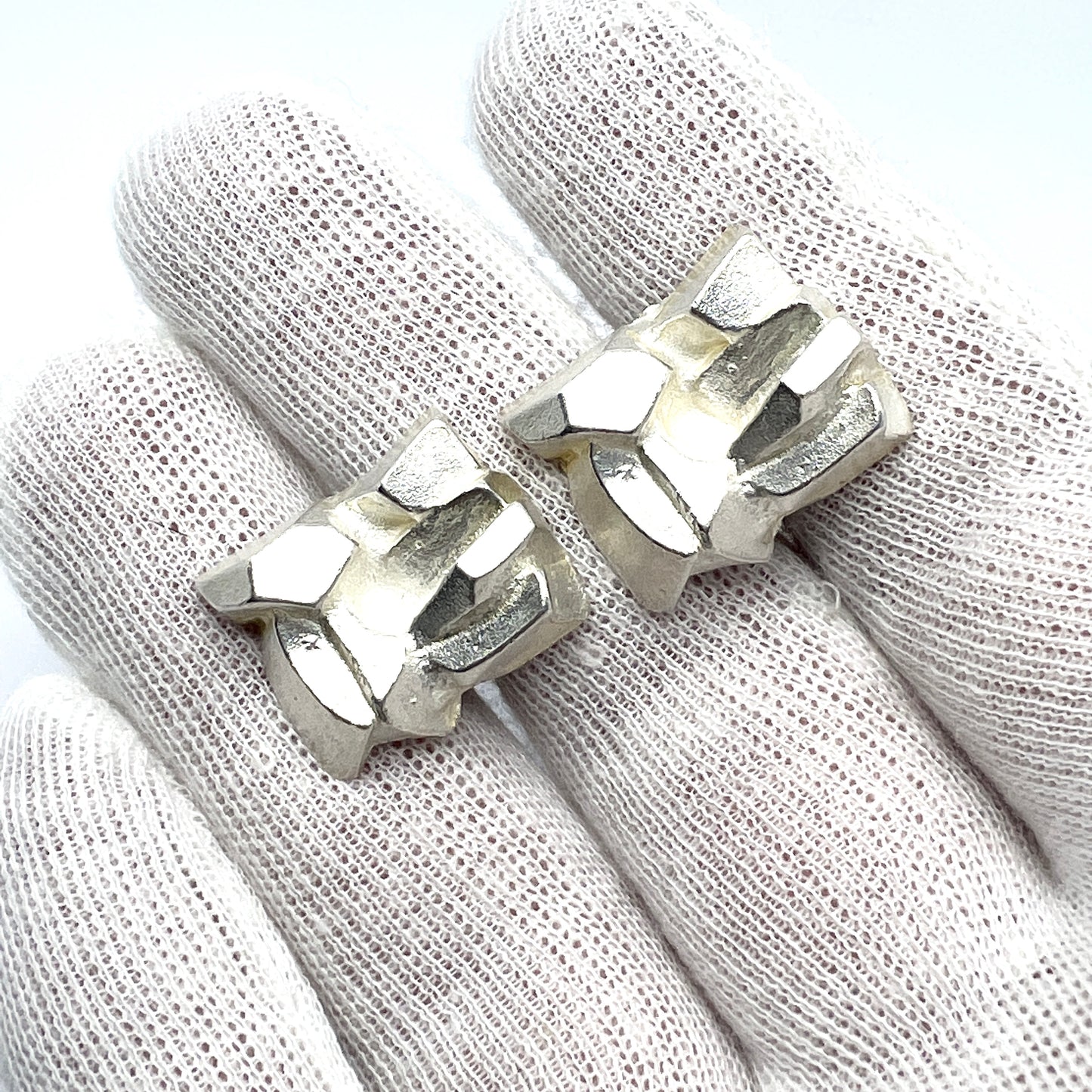 Bjorn Weckstrom for Lapponia 1974. Bold Vintage Sterling Silver Cufflinks. Signed.