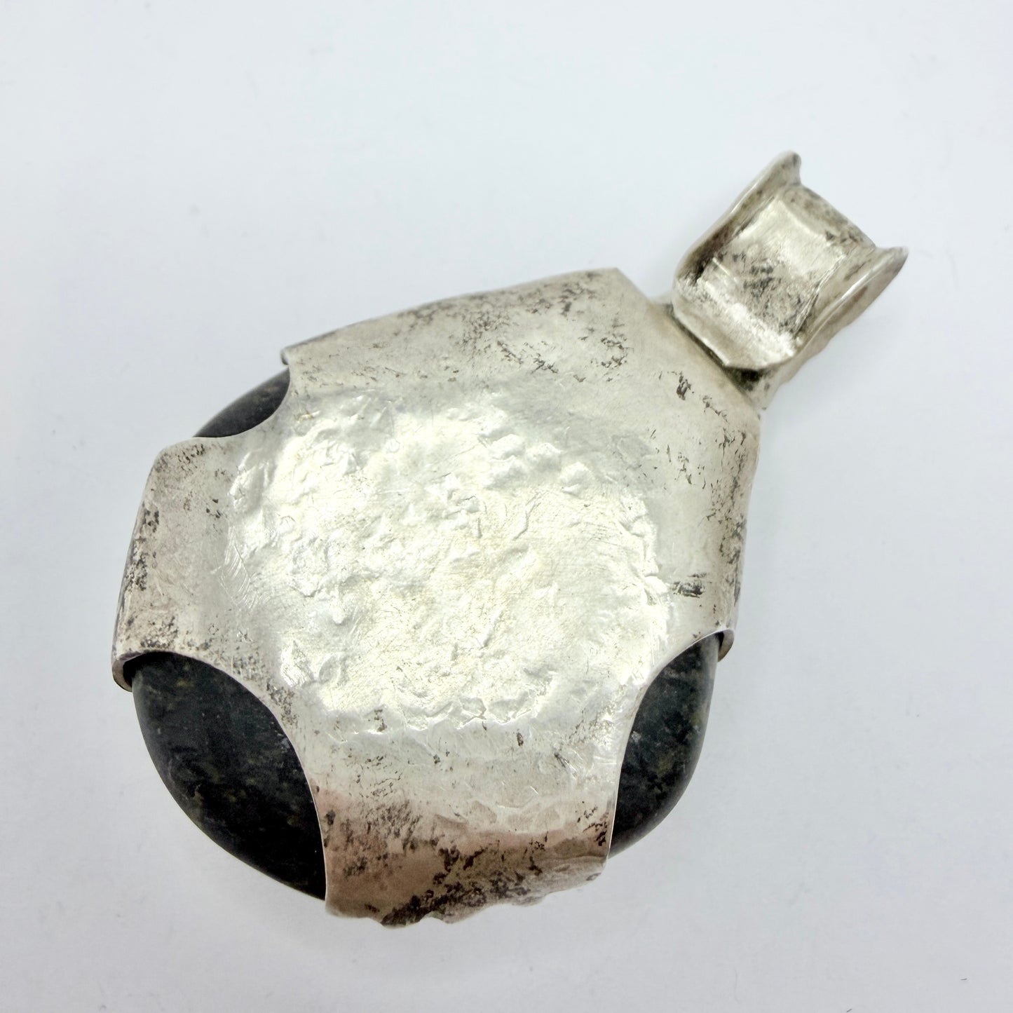 Chunky Vintage Solid Silver Hardstone Pendant.