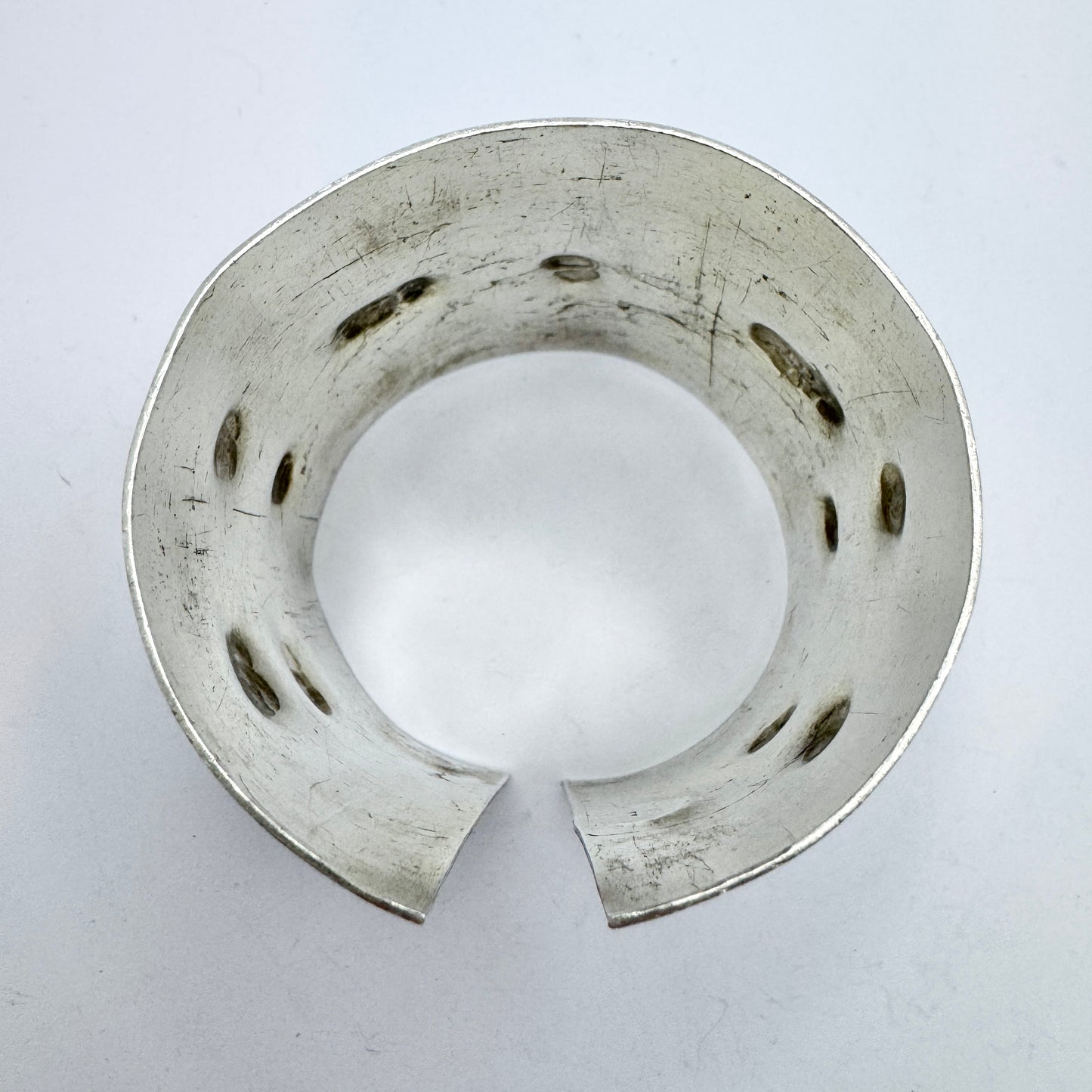 North Africa. Chunky 106gram Vintage Solid Silver Fish Flower Cuff Bracelet.