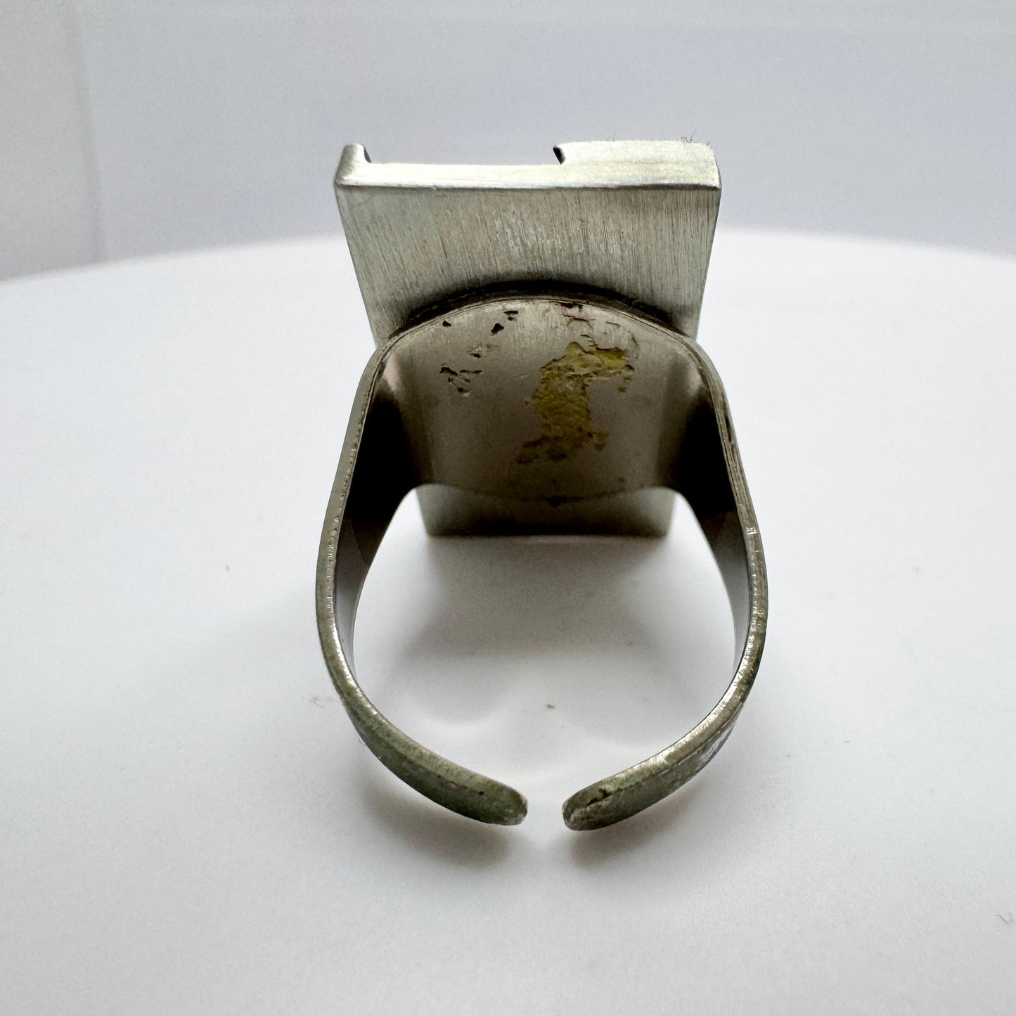 Bold Vintage 1970s Pewter Brutalist Ring