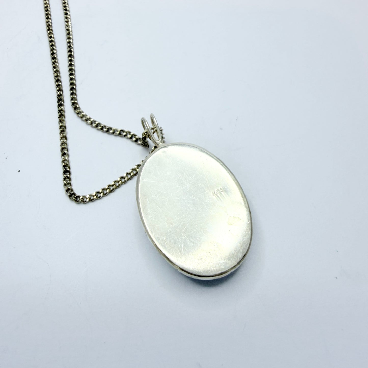 Vintage Sterling Silver Hardstone Pendant Necklace.