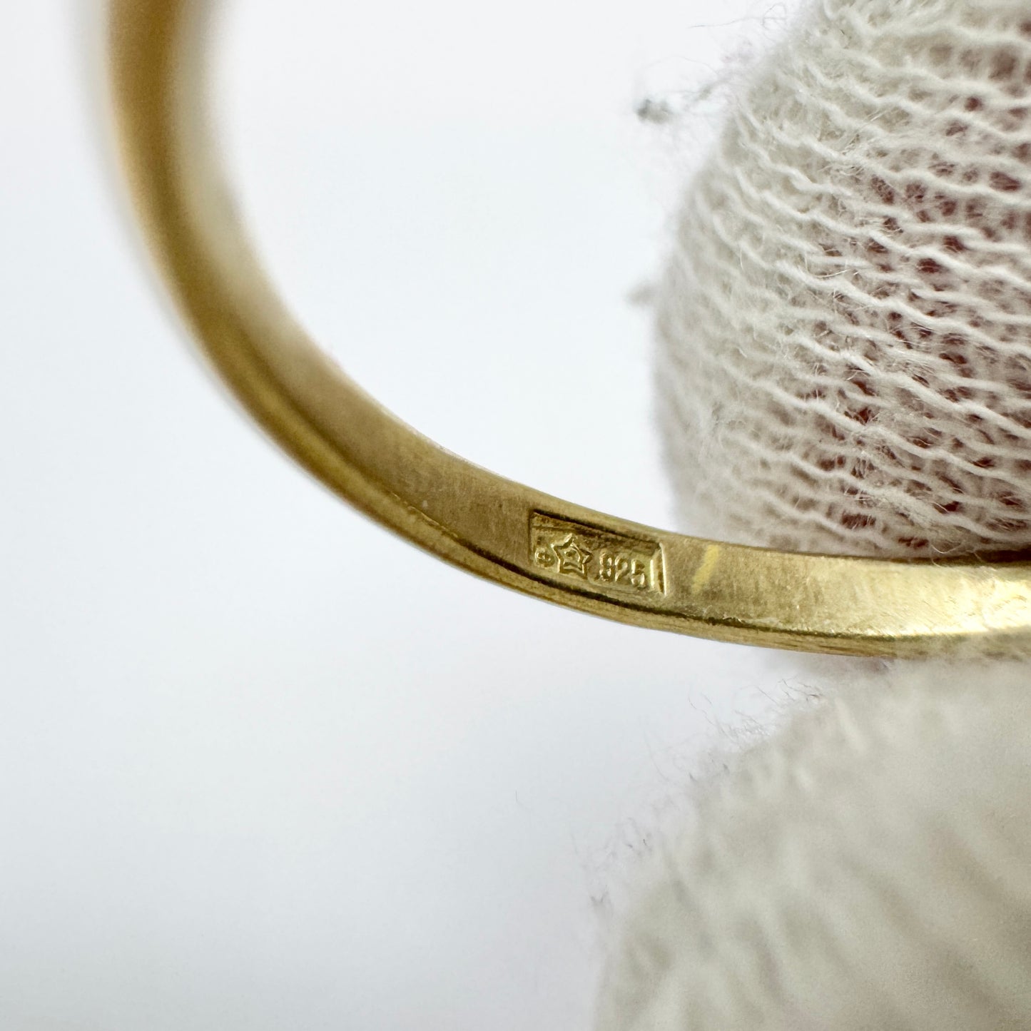 USSR, Soviet-era. Vintage Solid Gilt Sterling Silver Amber Ring.